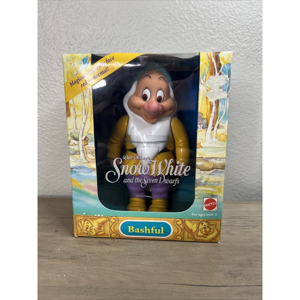 Vtg "Bashful" Snow White 7 Dwarfs Doll Box‎ Figure Disney Mattel 1992 NIB *READ*